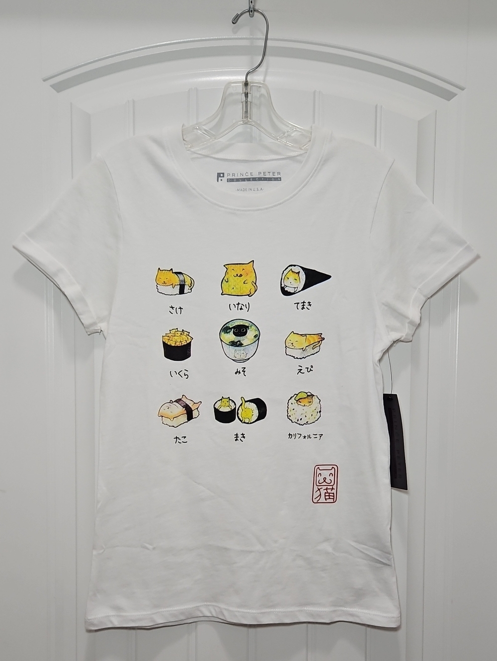 Prince Peter Collection Sushi Kitty Graphic Tee New XS Women's Cat Lover